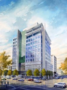 Exterior photo of Pearl Street Office Building rendering