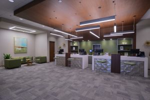 Interior photo of The First lobby