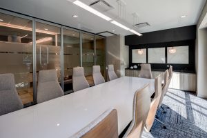 Interior photo of First Commerical Bank conference room