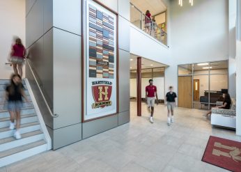 Photo of the New Middle School Foyer and Donor Wall