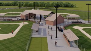 Rendering of Pavilions, Stands, Dugouts, Home and First Base
