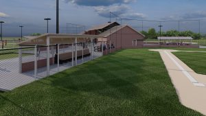 Rendering of Pavilions, Stands, Dugouts, Home and First Base